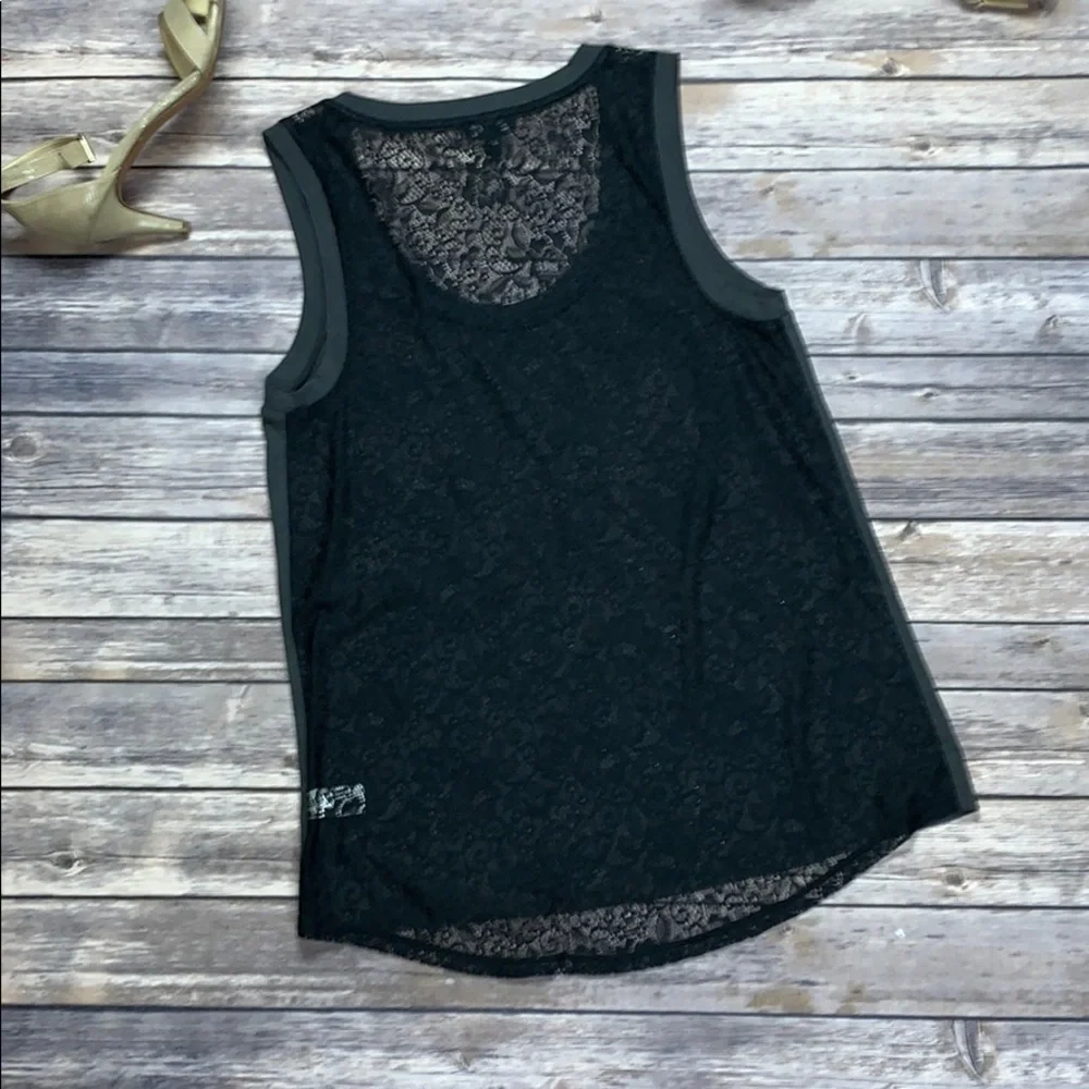 Express | Gray/Black Sequin Tank w/Lace Back | S